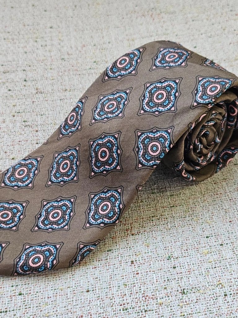 Vintage Dellacroce Men Tie 100 Italian Silk Brown Necktie Classic Tie